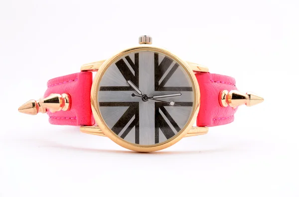 Reloj rosa para mujer sobre fondo blanco —  Fotos de Stock