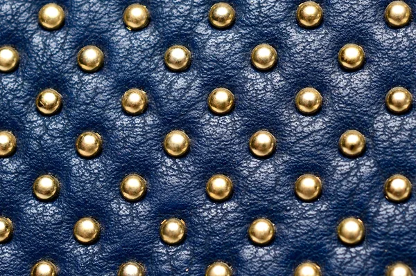Leather texture with gold beads — Stock Photo, Image