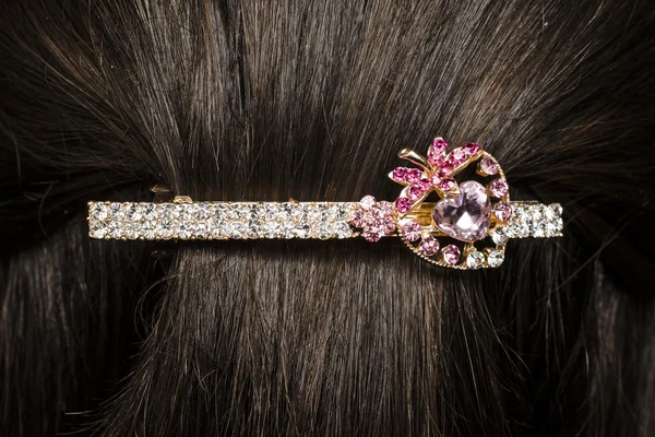 Barrette in the hair — Stock Photo, Image