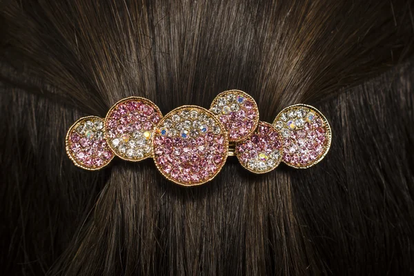 Barrette in the hair — Stock Photo, Image