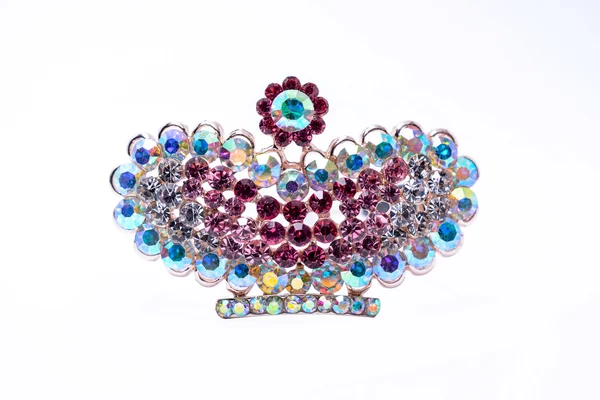 Brooch with crown isolated on white — Stock Photo, Image