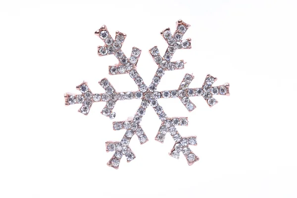 Snowflake brooch isolated on white — Stock Photo, Image