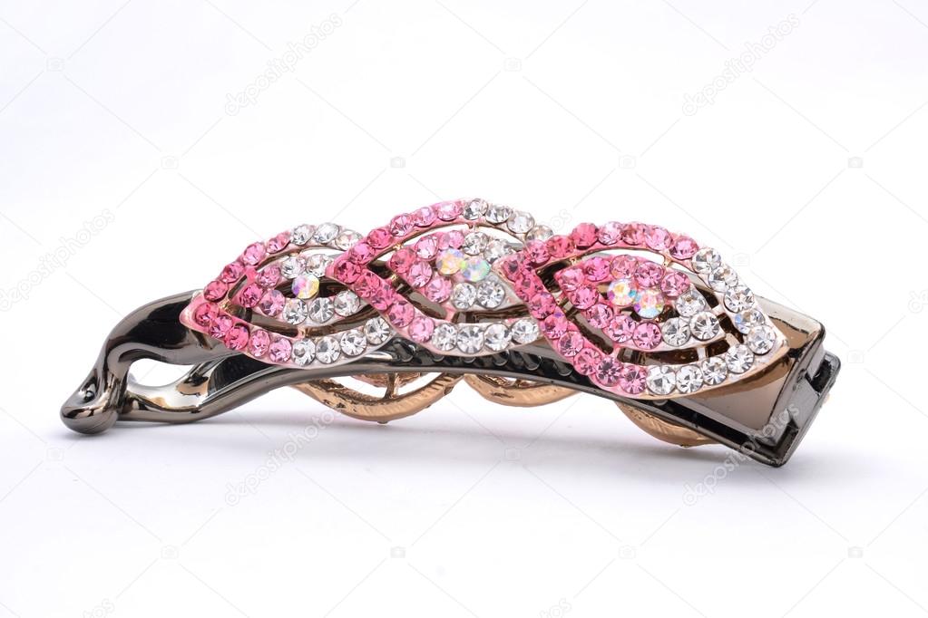 hair clip with rhinestones isolated on a white