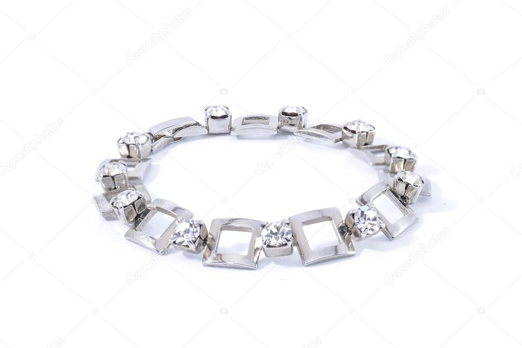 silver bracelet with Briliants isolated on white