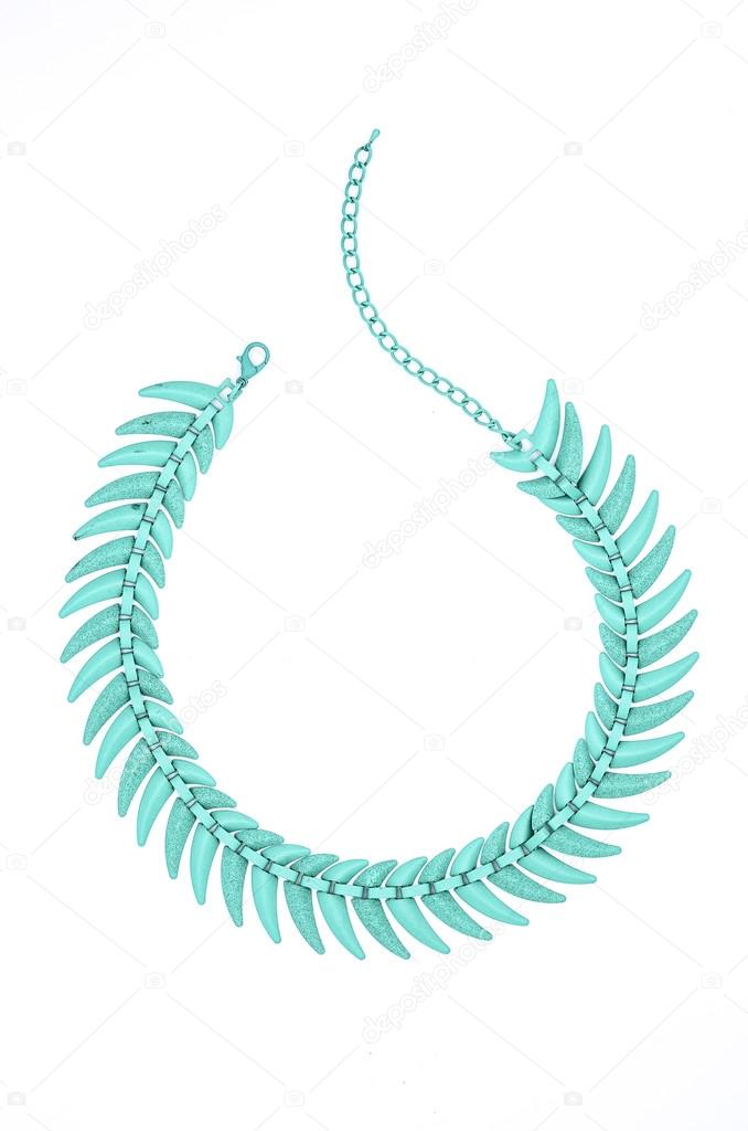 turquoise necklace isolated on white