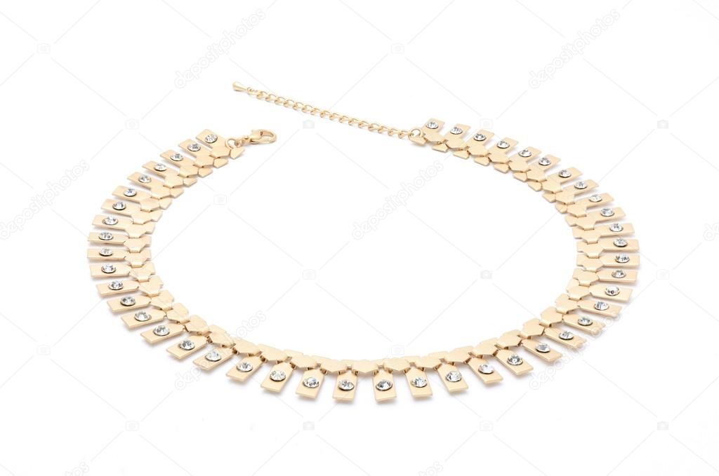gold necklace isolated on white