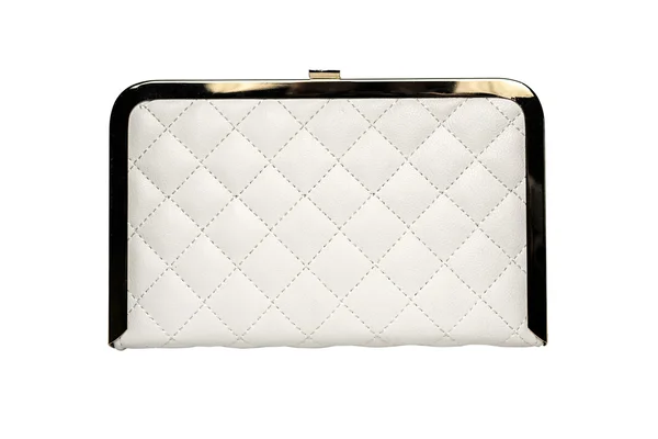 Pochette in pelle bianca su fondo bianco — Foto Stock