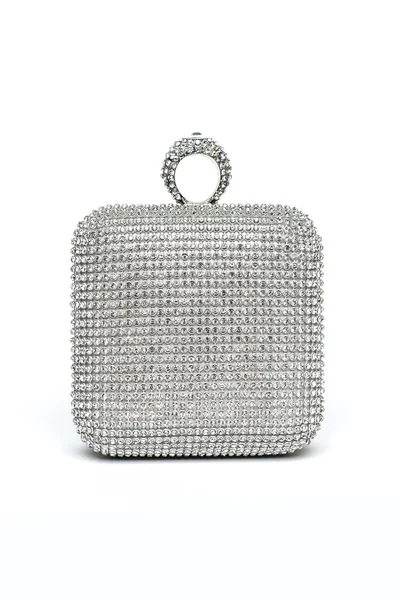 Pochette quadrata con diamanti su sfondo bianco — Foto Stock