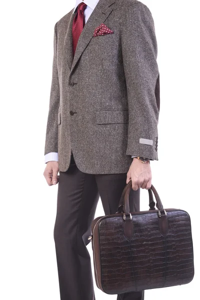 En man med en handväskor i handen — Stockfoto