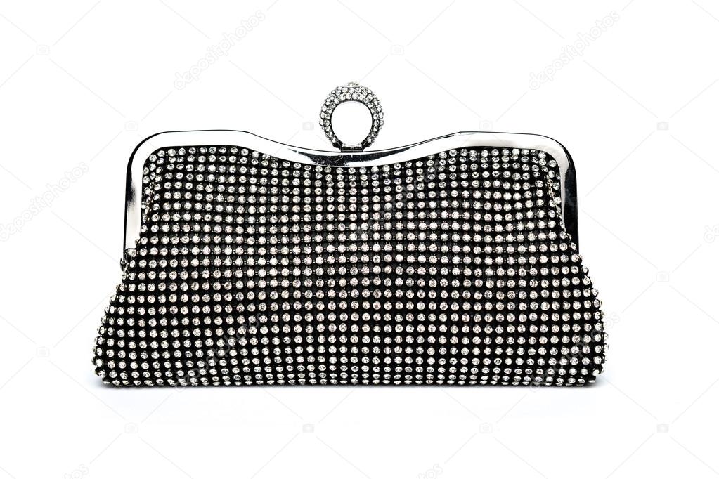 Clutch with diamonds on a white background