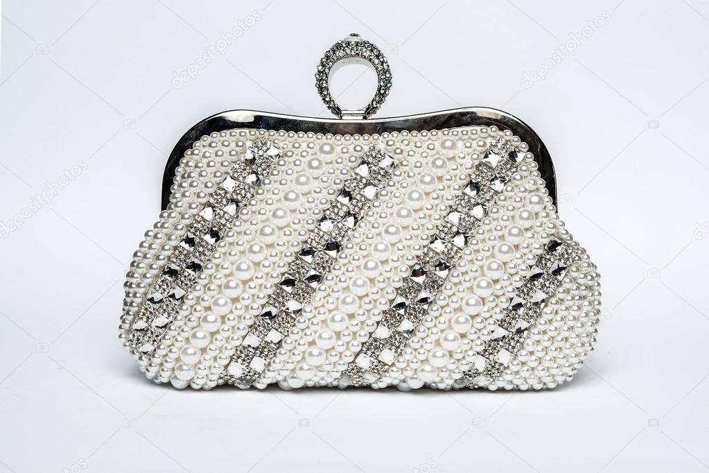 clutch with diamonds on a white background