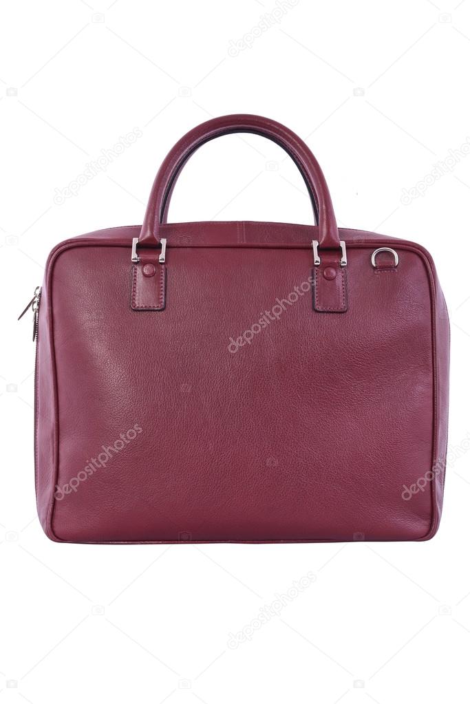 red leather handbag