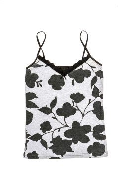 Kadın T-shirt üzerinde beyaz izole bir desen ile