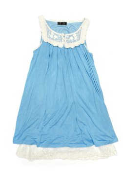 beyaz izole dantel ile mavi elbise