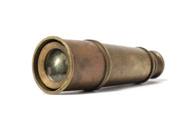 vintage antik telescoper whie arka plan üzerinde