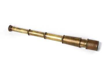 vintage antik telescoper whie arka plan üzerinde