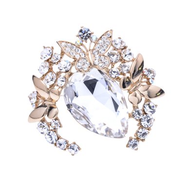 broş ile üzerine beyaz izole mücevher