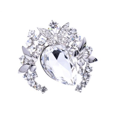 broş ile üzerine beyaz izole mücevher