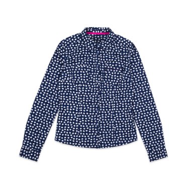 Bayan bluz üzerine beyaz izole bir desen ile