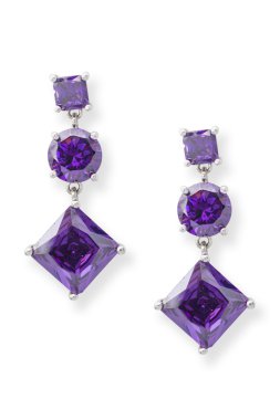 Beyaz izole mor taş küpe