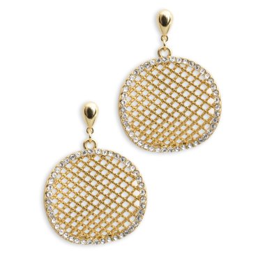 beyaz izole Pırlantalı altın küpe