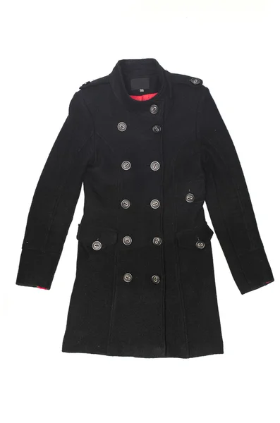 Vrouwelijke zwarte jas geïsoleerd op een witte — Stockfoto