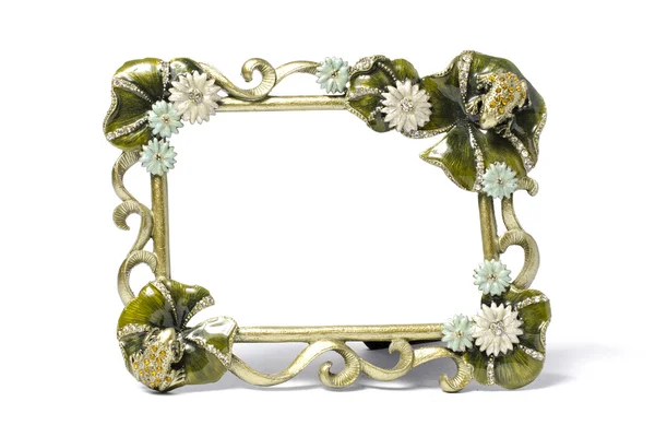 花と宝石で飾られたフレーム — ストック写真