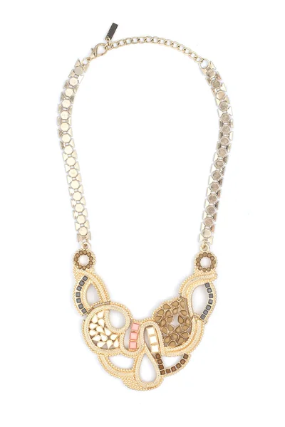 Collar de oro con piedras de colores aislados en blanco — Foto de Stock