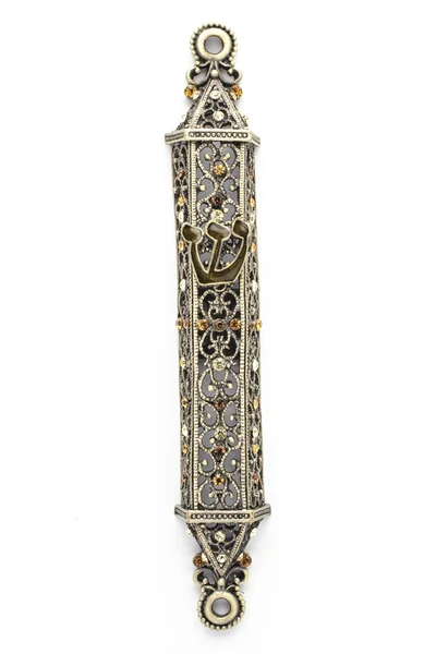 흰색 배경에 mezuzah — 스톡 사진