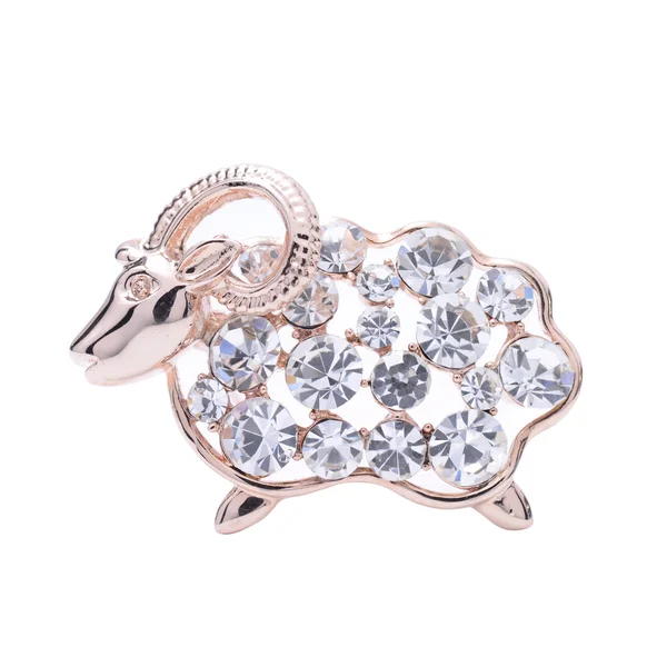 Sheep brooch isolated on white — Stock Photo, Image