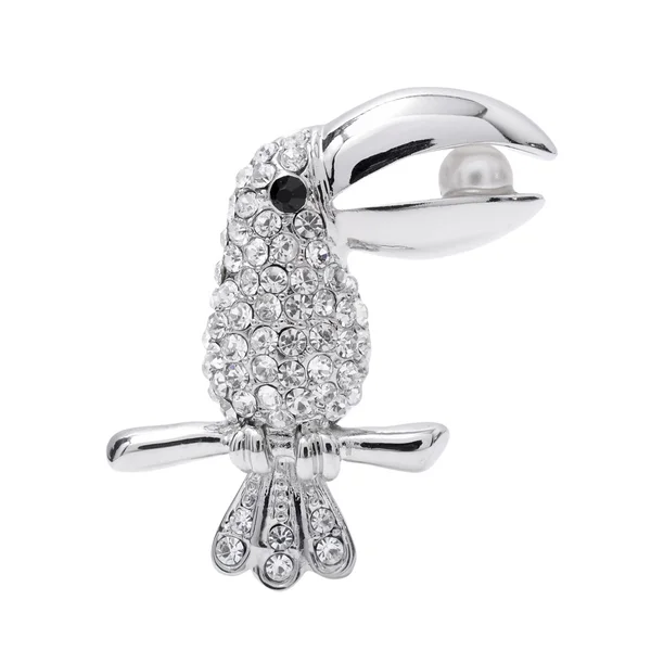 Bird brooch isolated on white — Stock Photo, Image