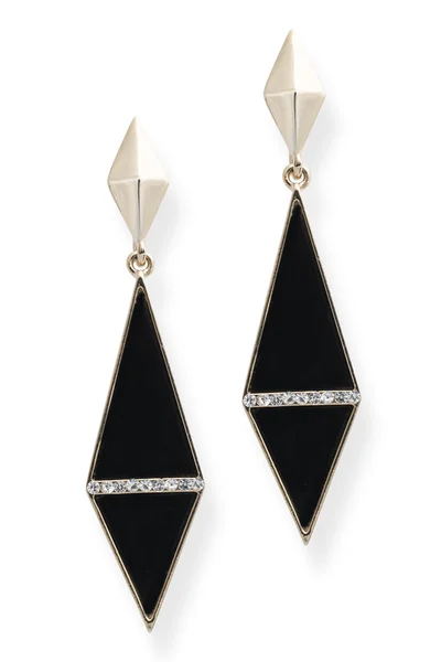 Black earrings isolated on white — Stock Photo, Image