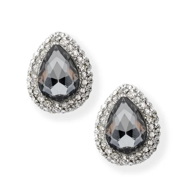 Drop örhängen med diamanter isolerad på vit — Stockfoto