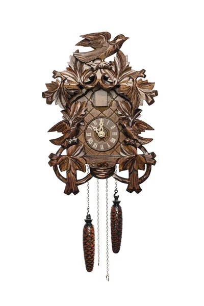 Wooden cuckoo clock isolated on white — Stock Photo, Image