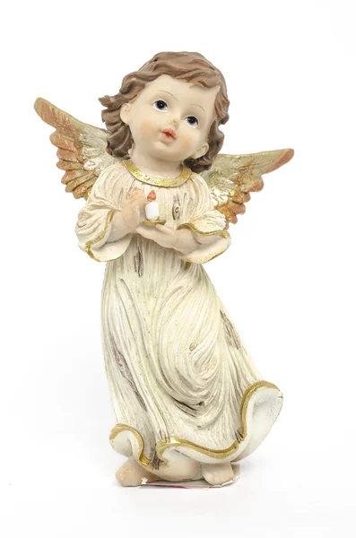 Різдвяна статуетка ангела ізольована на білому — стокове фото