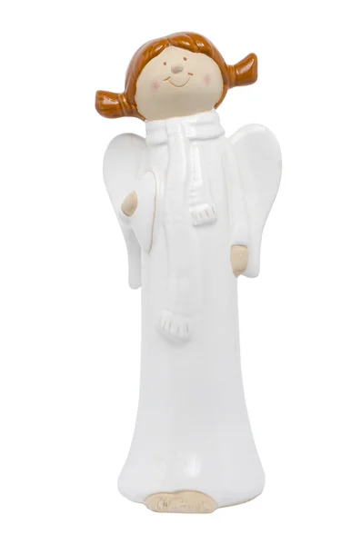 Χριστούγεννα Άγγελος αγαλματίδιο που απομονώνονται σε λευκό — Φωτογραφία Αρχείου