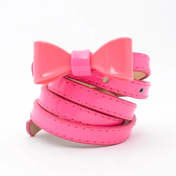 Pink belt with a bow isolated on white — Stock Photo, Image