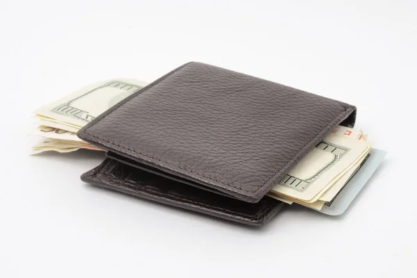 Billetera con dinero aislado en blanco — Foto de Stock