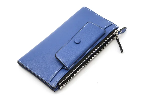 白で隔離ブルー財布 — ストック写真