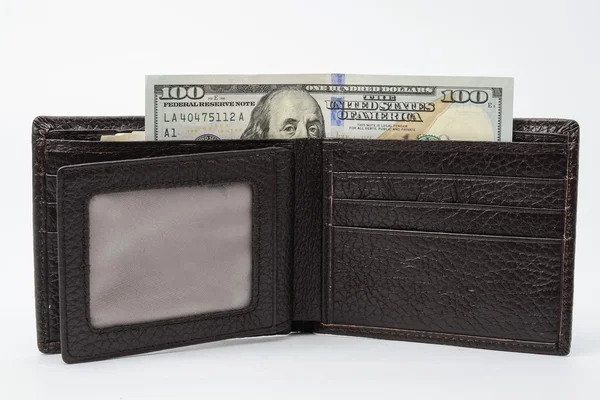 Billetera con dinero aislado en blanco — Foto de Stock