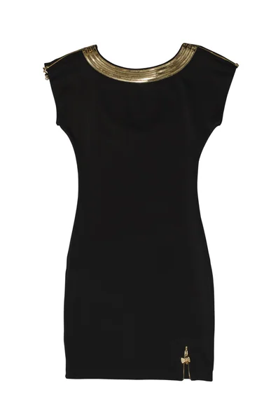 Vestido negro con escote de oro — Foto de Stock