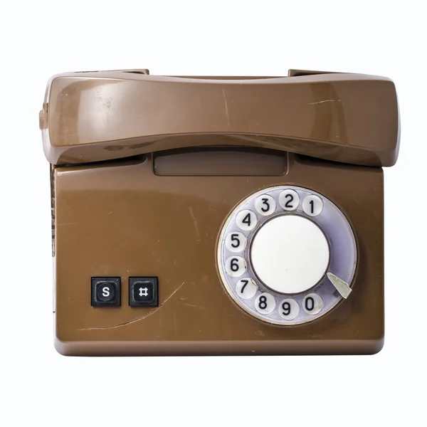 Oude roterende telefoon geïsoleerd op wit — Stockfoto