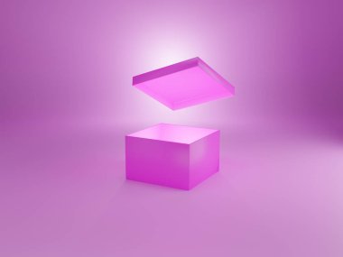 Pembe hediye kutusu. Pembe arka planda mutlu yeni yıl aşk günleri.