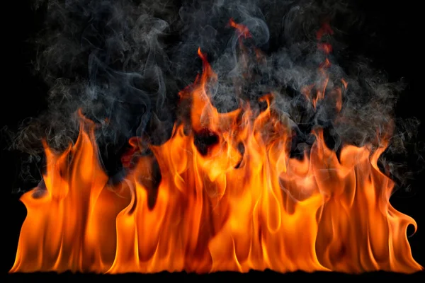 Поверхность Пожара Горящий Дым Черном Фоне — стоковое фото
