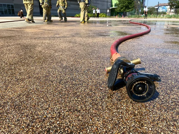 Firefighter High Pressure Water Gun Placed Outdoor Floor — Stock Photo, Image