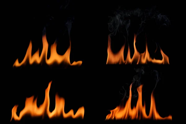 Die Brennende Flamme Ist Sehr Heiß Auf Schwarzem Hintergrund — Stockfoto
