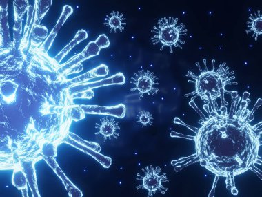 Coronavirus (COVID-19) salgını, 3 boyutlu tıbbi illüstrasyon mikroskobik görünümü