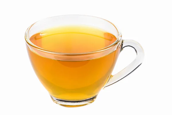 Glass Cup Hot Aromatic Tea White Background — Stock Photo, Image