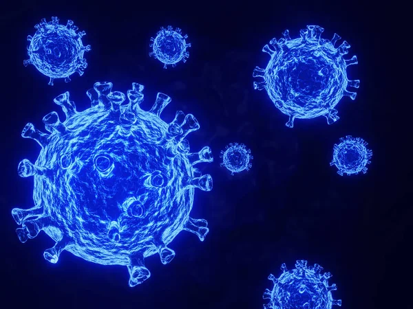 Coronavirus Covid Salgını Boyutlu Tıbbi Illüstrasyon Mikroskobik Görünümü — Stok fotoğraf