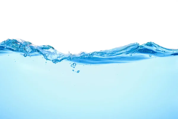 Helder Blauw Water Spatten Geïsoleerd Witte Achtergrond Drinkwater — Stockfoto